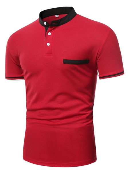 men colorblock stand collar polo shirt z9tl#, White;black
men colorblock stand collar polo shirt z9tl#, White;black