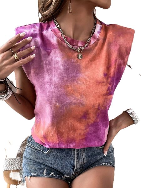 tie dye shoulder pad tank 43jw#, White
tie dye shoulder pad tank 43jw#, White