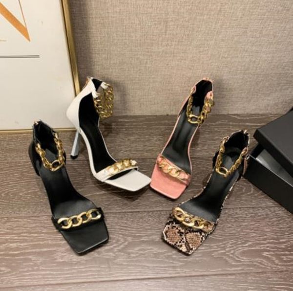 new women's sandals fashion catwalk square toe metal chain decorated high heels, Black
new women's sandals fashion catwalk square toe metal chain decorated high heels, Black