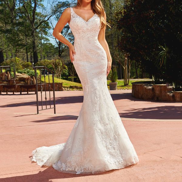 lace mermaid wedding dresses floral applique with beading sequins sweep train bridal gowns with cape, White
lace mermaid wedding dresses floral applique with beading sequins sweep train bridal gowns with cape, White
