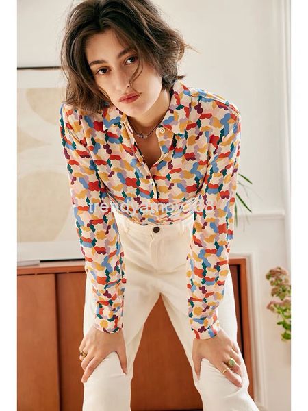 women's polos chunyuan 22 spring and summer french minority sz design printed silk shirt women's original dress, White
women's polos chunyuan 22 spring and summer french minority sz design printed silk shirt women's original dress, White