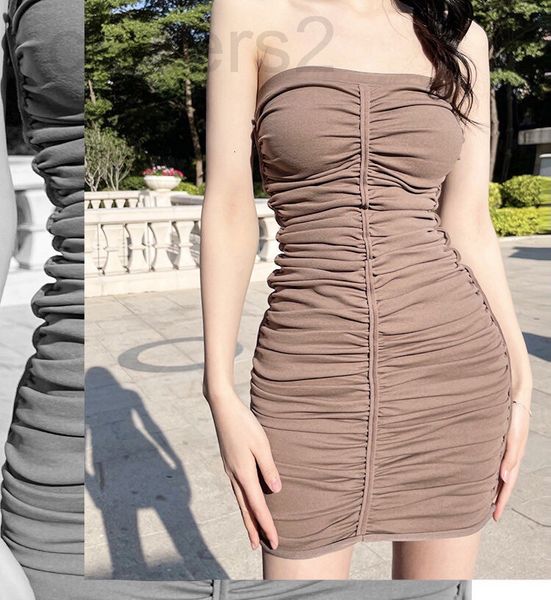casual dresses designer aw dawangjia 22 spring and summer new celebrity breast wrapped tight wrinkled dress cmw0, Black;gray
casual dresses designer aw dawangjia 22 spring and summer new celebrity breast wrapped tight wrinkled dress cmw0, Black;gray
