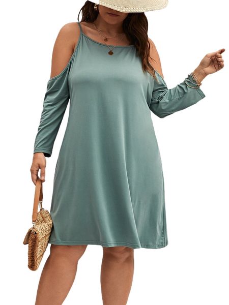 plus cold shoulder solid tee dress o3yl#, Black
plus cold shoulder solid tee dress o3yl#, Black