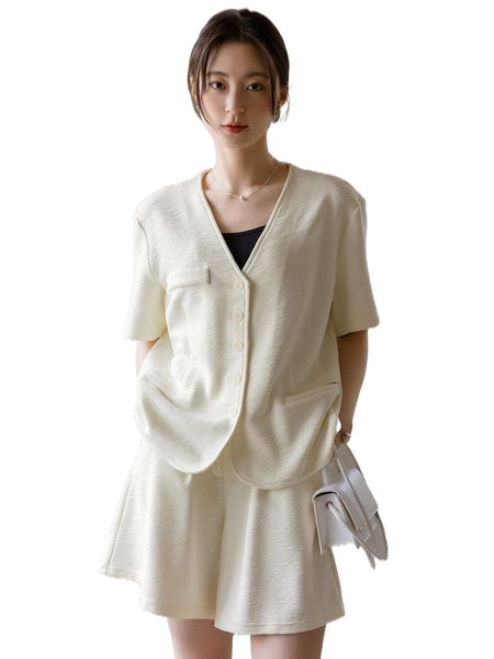 dazy-less hidden pocket button front & shorts r3jp#, White
