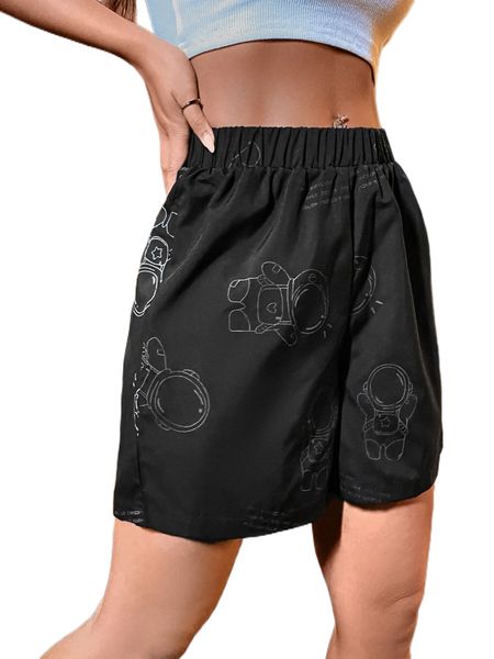 cartoon and slogan graphic shorts r483#, White;black
cartoon and slogan graphic shorts r483#, White;black