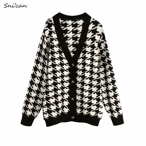 plaid winter sweater women v neck houndstooth plaid cardigan vintage ladies knitted sweater abrigos mujer invierno 2020 za lj201114, White;black
plaid winter sweater women v neck houndstooth plaid cardigan vintage ladies knitted sweater abrigos mujer invierno 2020 za lj201114, White;black