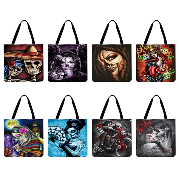 reusable linen shopping handbags casual ladies abstract skull girl printed tote square large capacity storage bag
reusable linen shopping handbags casual ladies abstract skull girl printed tote square large capacity storage bag