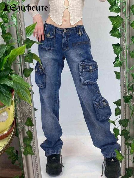 women's jeans suchcute korean fashion cargo pants women y2k low waist pockets denim pants retro casual button up straight sweatpants au, Blue
women's jeans suchcute korean fashion cargo pants women y2k low waist pockets denim pants retro casual button up straight sweatpants au, Blue