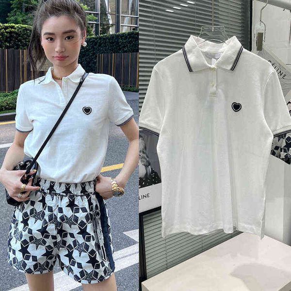 spring and summer love embroidery small simple versatile breathable polo short sleeve women, White
spring and summer love embroidery small simple versatile breathable polo short sleeve women, White