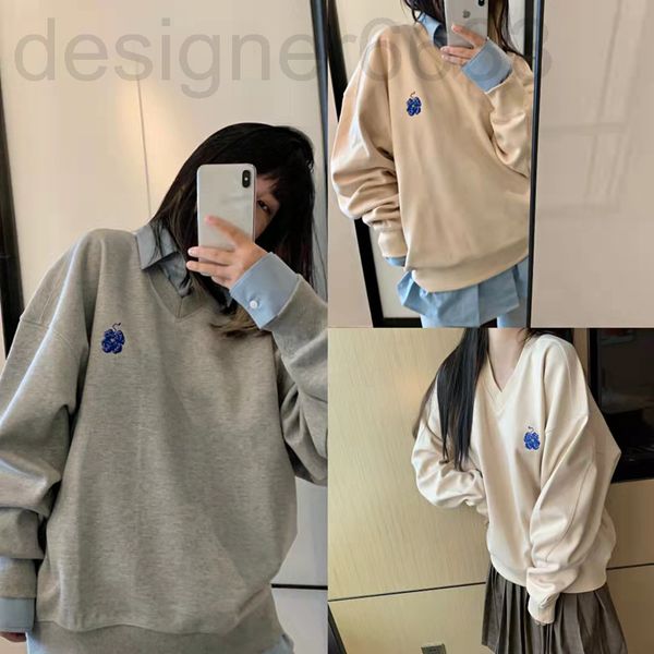 women's hoodies & sweatshirts designer korea chao brand spring v-neck blue flower embroidery loose men's and long sleeved sweater, Black
women's hoodies & sweatshirts designer korea chao brand spring v-neck blue flower embroidery loose men's and long sleeved sweater, Black