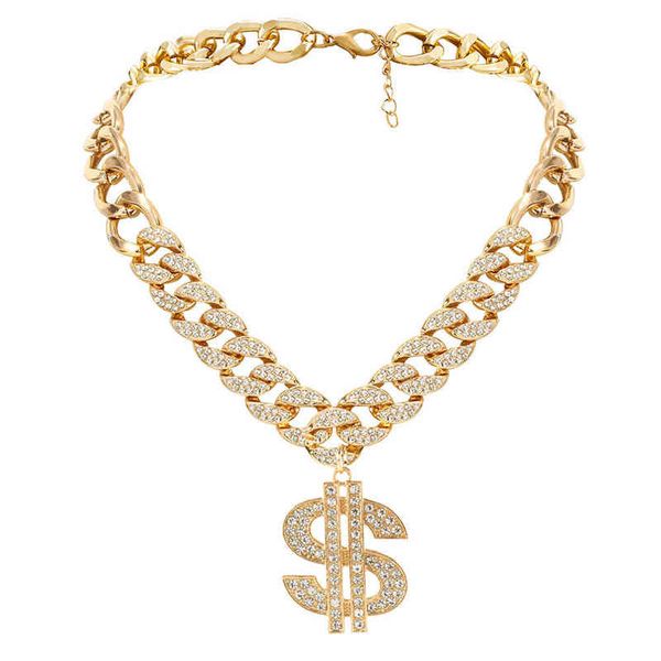 cross-border exaggerated hip hop retro diamond-studded cuban clavicle chain fashion rhintone big dollar pendant necklace, Silver
cross-border exaggerated hip hop retro diamond-studded cuban clavicle chain fashion rhintone big dollar pendant necklace, Silver