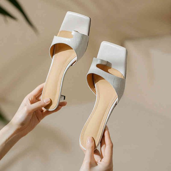 slippers romantic candy color square head slippers women's cowhide toe sandals one-sided shoes lddg, Black
slippers romantic candy color square head slippers women's cowhide toe sandals one-sided shoes lddg, Black