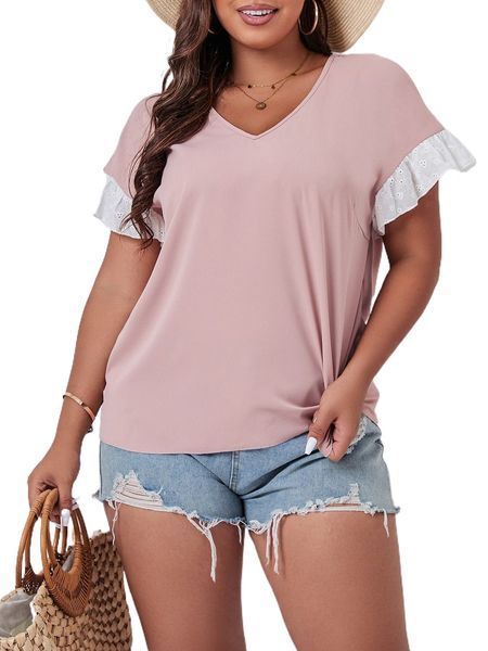 plus eyelet embroidered ruffle trim dolman sleeve blouse h3tz#, Black
plus eyelet embroidered ruffle trim dolman sleeve blouse h3tz#, Black