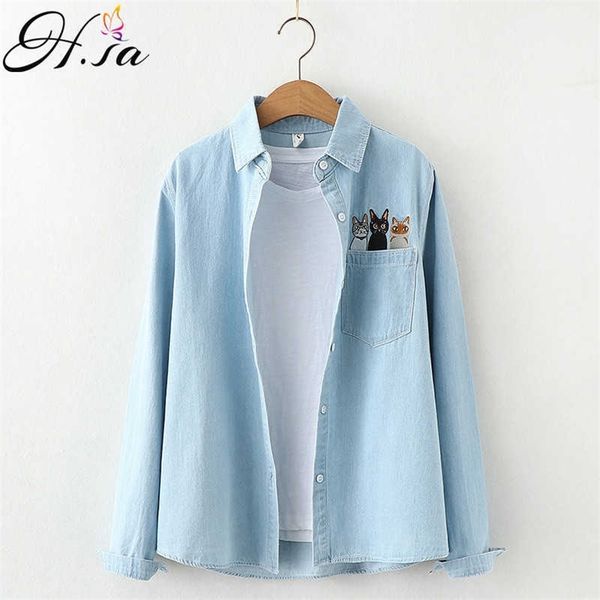 hsa spring casual blouses turn down collar jeans blusa denim shirts long sleeve chic girls streetwear women korean cat 210716, White
hsa spring casual blouses turn down collar jeans blusa denim shirts long sleeve chic girls streetwear women korean cat 210716, White