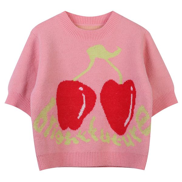 222 2022 spring summer brand same style sweaters crew neck pullover pink blue short sleeve sweater women clothes mingzhi, White;black
222 2022 spring summer brand same style sweaters crew neck pullover pink blue short sleeve sweater women clothes mingzhi, White;black