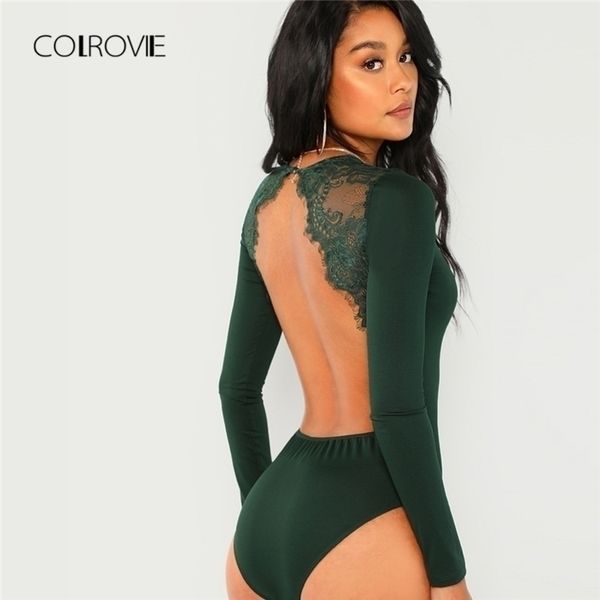 colrovie green solid backless long sleeve lace bodysuit women autumn elegant female office basic skinny bodysuits y200401, Black;white
colrovie green solid backless long sleeve lace bodysuit women autumn elegant female office basic skinny bodysuits y200401, Black;white