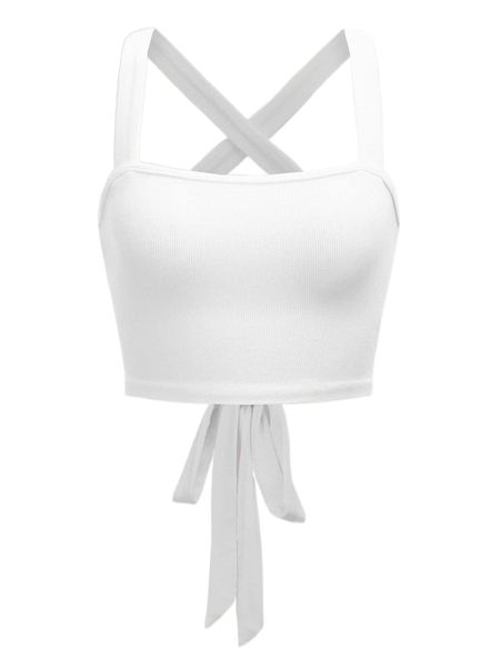 bae crisscross tie backless crop cami u6fc#, White