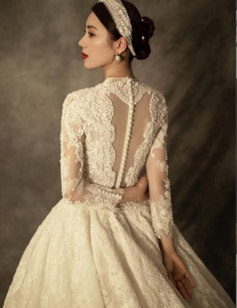 2022 new bride main wedding dress long-sleeved stand-up collar slim fit retro court trailing simple wed dresses vestido de novia, White
2022 new bride main wedding dress long-sleeved stand-up collar slim fit retro court trailing simple wed dresses vestido de novia, White