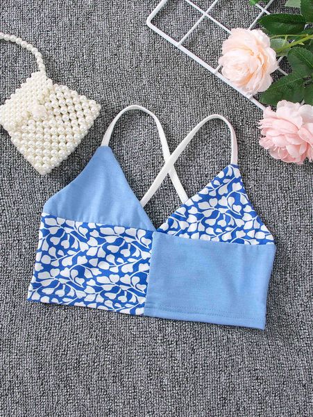 toddler girls plant print crisscross cami she, Blue
toddler girls plant print crisscross cami she, Blue