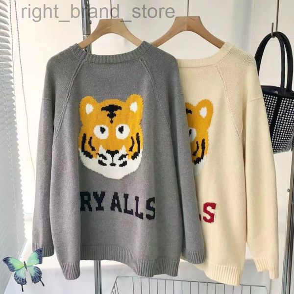 human made tiger head embroidered sweater men's women's gray apricot humanmade pullover, White;black
human made tiger head embroidered sweater men's women's gray apricot humanmade pullover, White;black