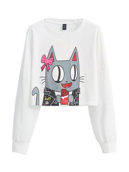 x maike koller cartoon graphic drop shoulder sweatshirt k8i0#, Black 
x maike koller cartoon graphic drop shoulder sweatshirt k8i0#, Black