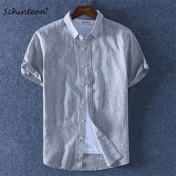 schinteon men summer cotton linen striped shirt slim square collar comfortable short sleeve shirts new arrival, White;black
schinteon men summer cotton linen striped shirt slim square collar comfortable short sleeve shirts new arrival, White;black