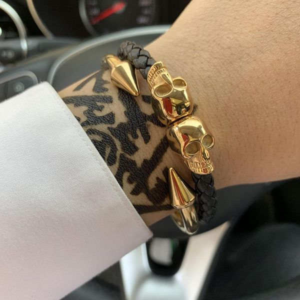 bangle man genuine leather braid handmade skeleton skull charm bracelet stainless steel bracelets bangles for men jewelry, Black
bangle man genuine leather braid handmade skeleton skull charm bracelet stainless steel bracelets bangles for men jewelry, Black