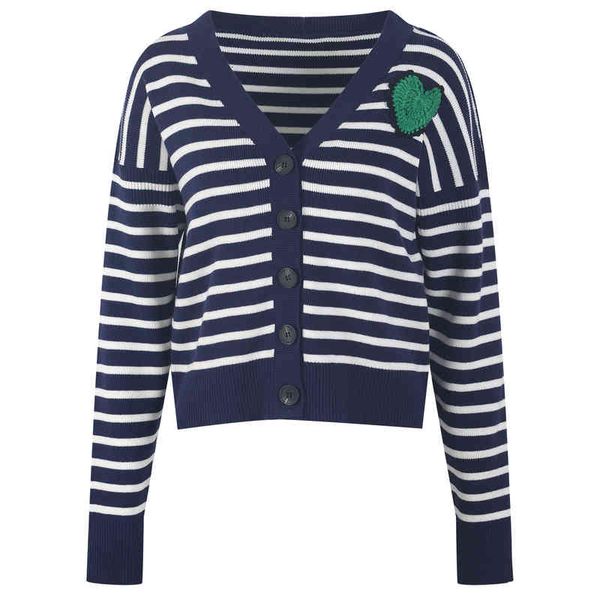 women's knits tees autumn style temperament knitted embroidery cardigan women's fashion stripe contrast v-neck coat r6he, White
women's knits tees autumn style temperament knitted embroidery cardigan women's fashion stripe contrast v-neck coat r6he, White