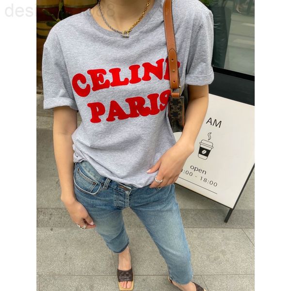 women's t-shirt designer ce22ss spring and summer new flocking letter round neck short sleeve sweet versatile t-shirt base shirt gv0s, White
women's t-shirt designer ce22ss spring and summer new flocking letter round neck short sleeve sweet versatile t-shirt base shirt gv0s, White