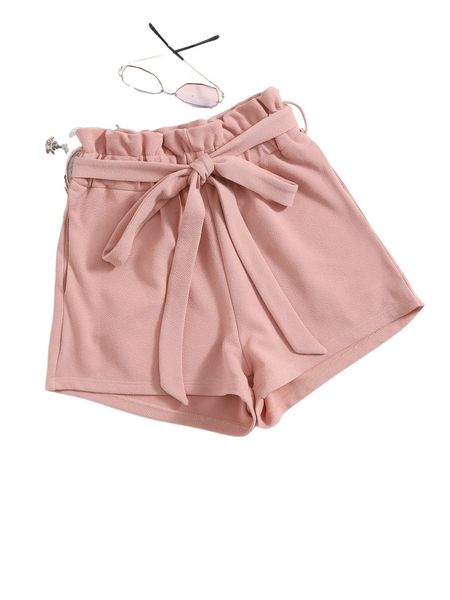paperbag waist self belted shorts y2ak#, White;black
