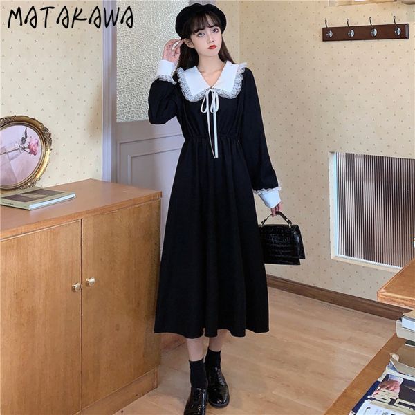 peter pan collar dress for women puff sleeve spring long robe hepburn ruffles lace up vestidos 210506, Black;gray
peter pan collar dress for women puff sleeve spring long robe hepburn ruffles lace up vestidos 210506, Black;gray