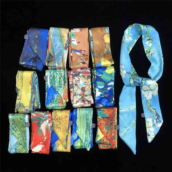 classic van gogh oil painting printed ladies luxury brand small silk scarf handle bag ribbon handkerchief mq66, Blue;gray
classic van gogh oil painting printed ladies luxury brand small silk scarf handle bag ribbon handkerchief mq66, Blue;gray