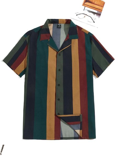 men block vertical striped shirt p6zs#, White;black
men block vertical striped shirt p6zs#, White;black