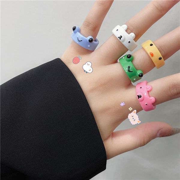 cluster rings pastoral ins style macaron color cute resin little frog chick wave dot flower for teens fashion accessories, Golden;silver
cluster rings pastoral ins style macaron color cute resin little frog chick wave dot flower for teens fashion accessories, Golden;silver