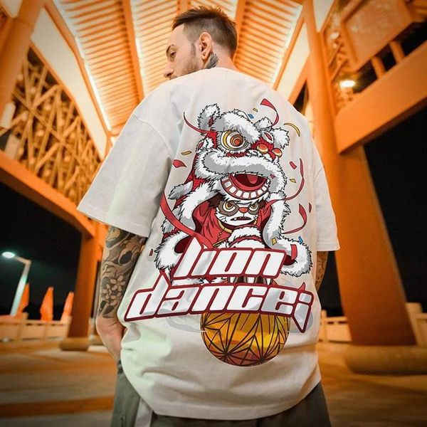 men's t shirts 2021 short-sleeved male lion dance t-shirt brand clothi2194, White;black
men's t shirts 2021 short-sleeved male lion dance t-shirt brand clothi2194, White;black