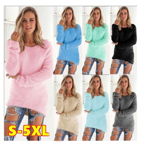 sweater autumn and winter fluffy lightweight jumper solid color long sleeve pullover women's knitted plus size plain sweater, White;black
sweater autumn and winter fluffy lightweight jumper solid color long sleeve pullover women's knitted plus size plain sweater, White;black