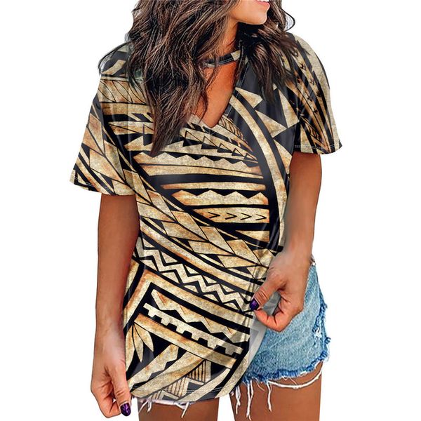 noisydesigns polynesian tribe pattern printing fashion women v-neck t shirts ladies short 4xl and tees camisetas de mujer 220628, White
noisydesigns polynesian tribe pattern printing fashion women v-neck t shirts ladies short 4xl and tees camisetas de mujer 220628, White