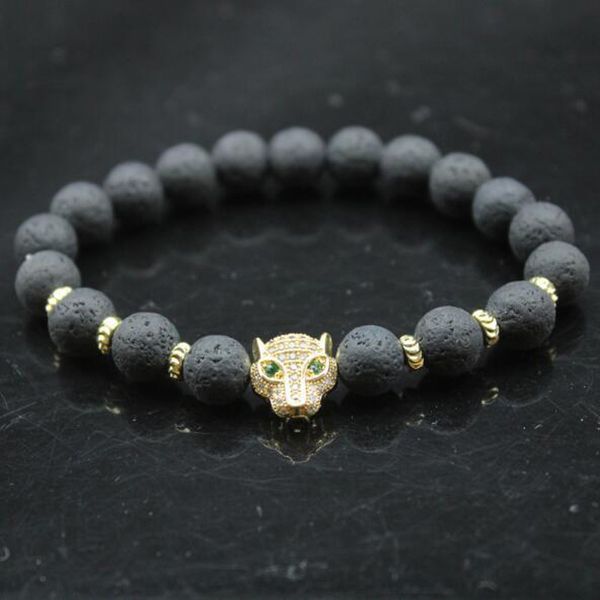 leopard head beaded bracelet 8mm natural stone lava cz zircon gold p beads bangle stretch charm yoga women men lover jewelry, Black
leopard head beaded bracelet 8mm natural stone lava cz zircon gold p beads bangle stretch charm yoga women men lover jewelry, Black
