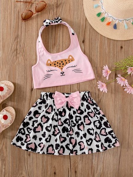 toddler girls leopard & cartoon graphic bow halter & skirt she, White
toddler girls leopard & cartoon graphic bow halter & skirt she, White