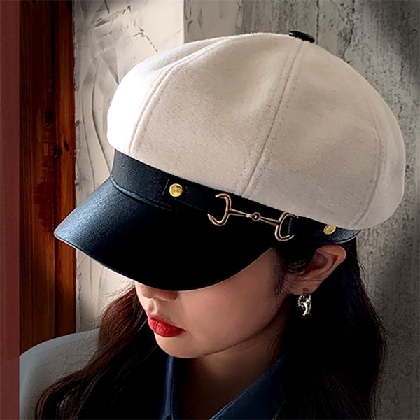 women berets england vintage pu leather buckle peaked cap outdoor beret caps girls autumn winer hats octagonal sboy hat 220524, Blue;gray
women berets england vintage pu leather buckle peaked cap outdoor beret caps girls autumn winer hats octagonal sboy hat 220524, Blue;gray