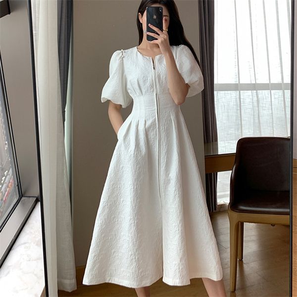 vintage french holiday white dress short puff sleeves zipper front a line slim vestidos elegant party summer 220425, Black;gray
vintage french holiday white dress short puff sleeves zipper front a line slim vestidos elegant party summer 220425, Black;gray