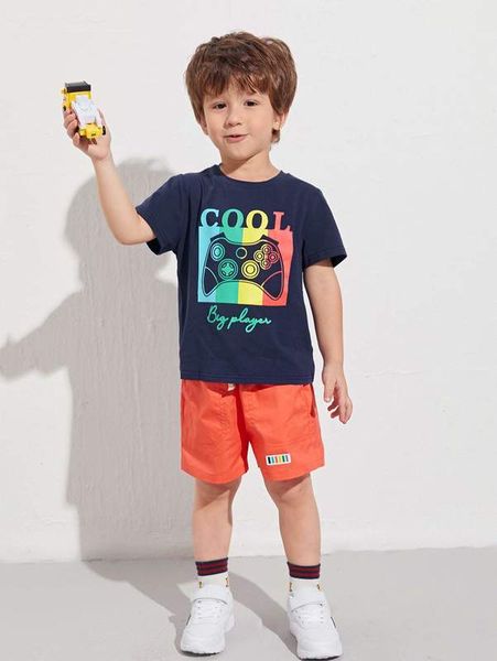 toddler boys gamepad and letter print tee she02, Blue
toddler boys gamepad and letter print tee she02, Blue