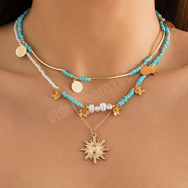 boho rice beads beaded clavicle necklace women's vintage metal sequin flower pendant necklaces girls fashion jewelry, Silver
boho rice beads beaded clavicle necklace women's vintage metal sequin flower pendant necklaces girls fashion jewelry, Silver