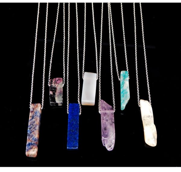100pcs natural stone strip bar necklace rose red blue amethyst crystal green aventurine rectangle stainless steel necklace for women men jew, Silver
100pcs natural stone strip bar necklace rose red blue amethyst crystal green aventurine rectangle stainless steel necklace for women men jew, Silver