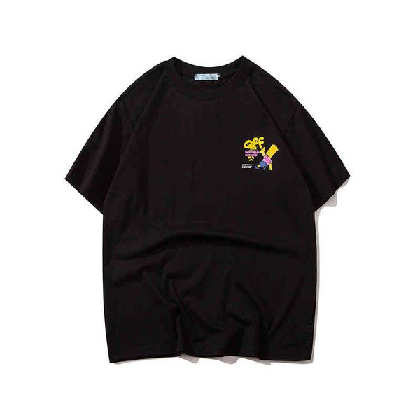 2022s fashion brand men's and women's casual bf style 50% off-ow printed high-quality cotton t-shirtj4m4, White;black 
2022s fashion brand men's and women's casual bf style 50% off-ow printed high-quality cotton t-shirtj4m4, White;black