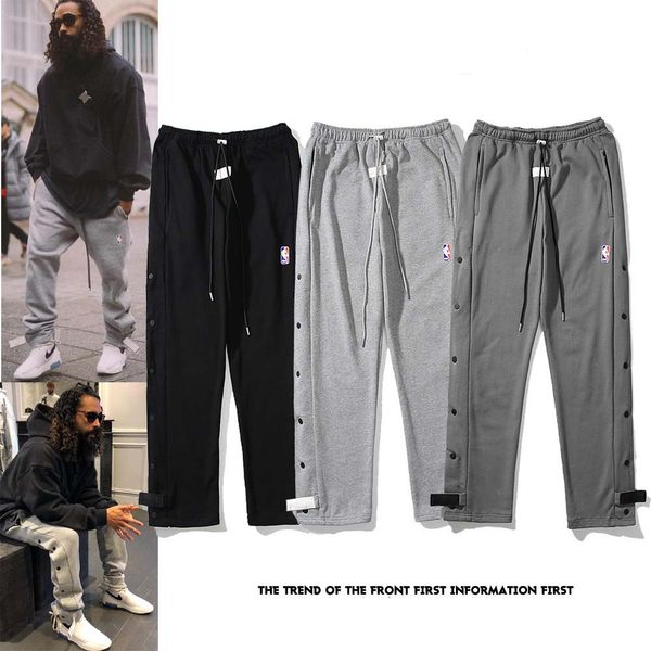 casual designer side breasted velcro button pants for men, Black