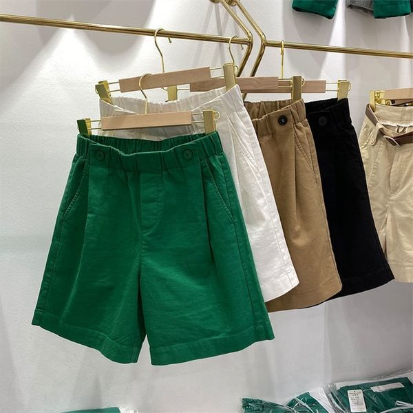 women's summer shorts the elastic waist design five-point pants sports casual high waisted 100% cotton female student 220509, White;black
women's summer shorts the elastic waist design five-point pants sports casual high waisted 100% cotton female student 220509, White;black