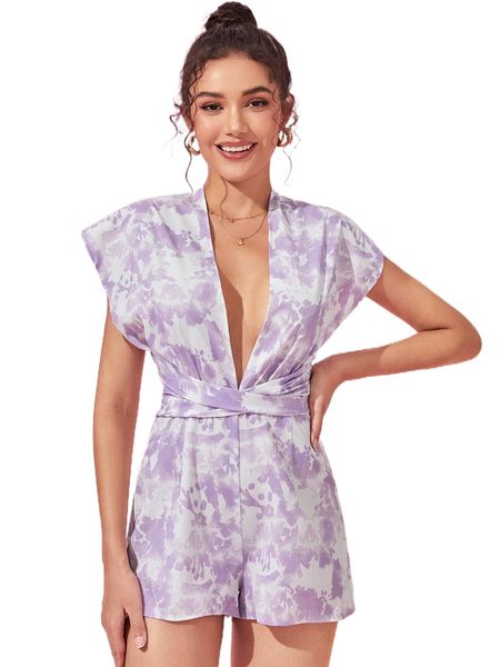 x simone desantis tie dye plunging neck batwing sleeve wrap cross tie back romper i1ra#, Black;white
x simone desantis tie dye plunging neck batwing sleeve wrap cross tie back romper i1ra#, Black;white