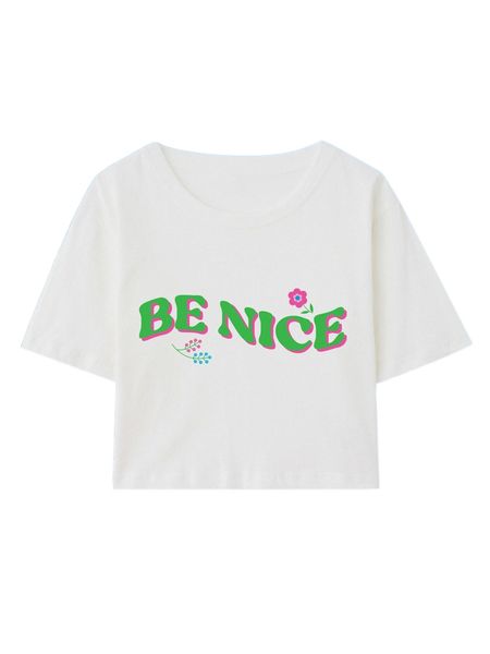 romwe x soy slogan graphic crop tee g1h0#, White