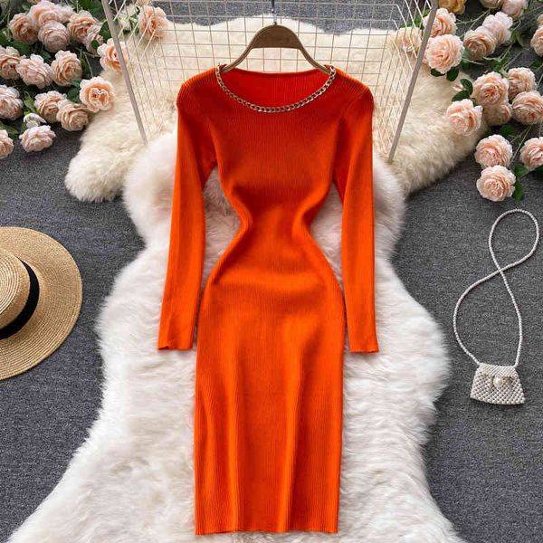 casual dresses autumn korean version round neck chain long sleeve slim fit hip wrap dress women's knitted bottomed skirt n843, Black;gray
casual dresses autumn korean version round neck chain long sleeve slim fit hip wrap dress women's knitted bottomed skirt n843, Black;gray